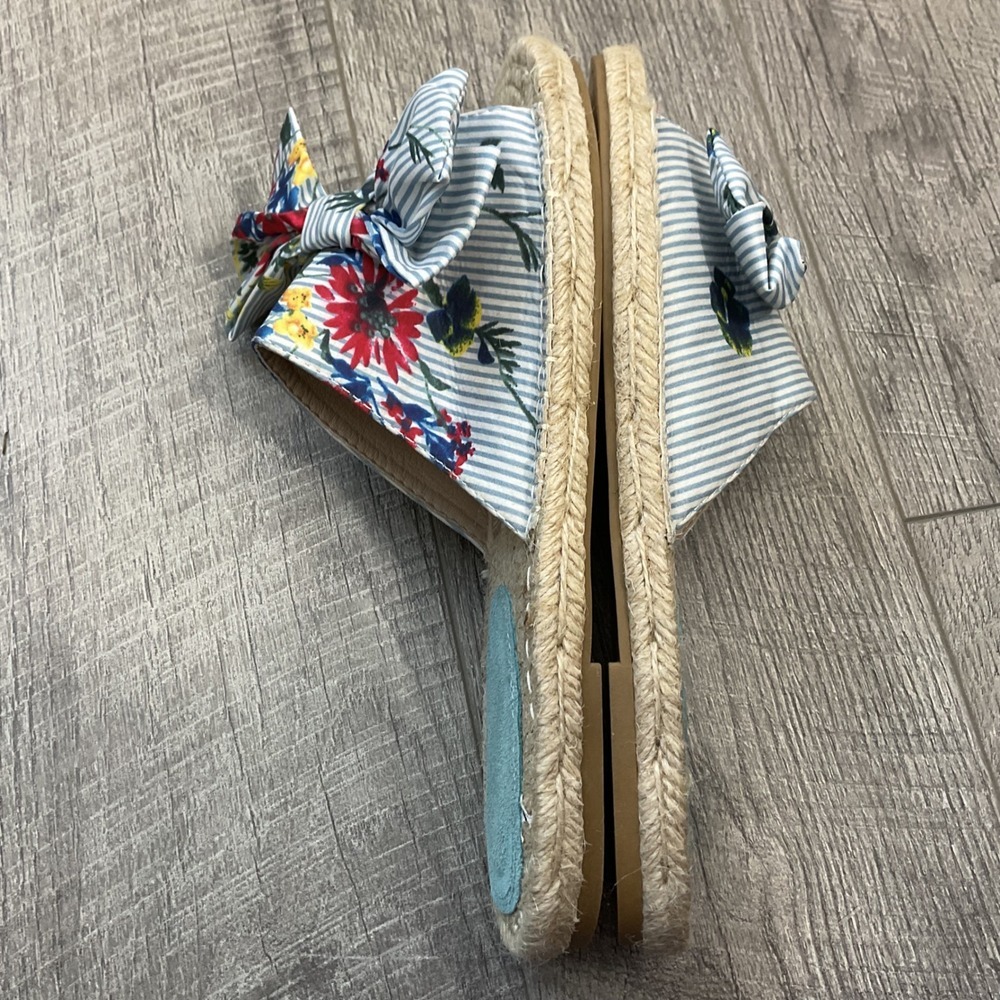 Vintage Havana Lilly Blue Floral Striped Bow Espadrille Slide Sandals Woman's 10 - Picture 6 of 10